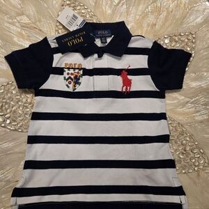 Polo by Ralph Lauren Kids Navy And White Striped Big Pony Polo